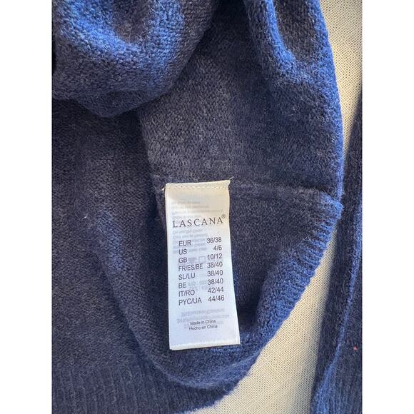 LASCANA Boatneck Blue Sweater | Tie Waist Cozy Lightweight Fall Top | SMALL - Picture 7 of 8